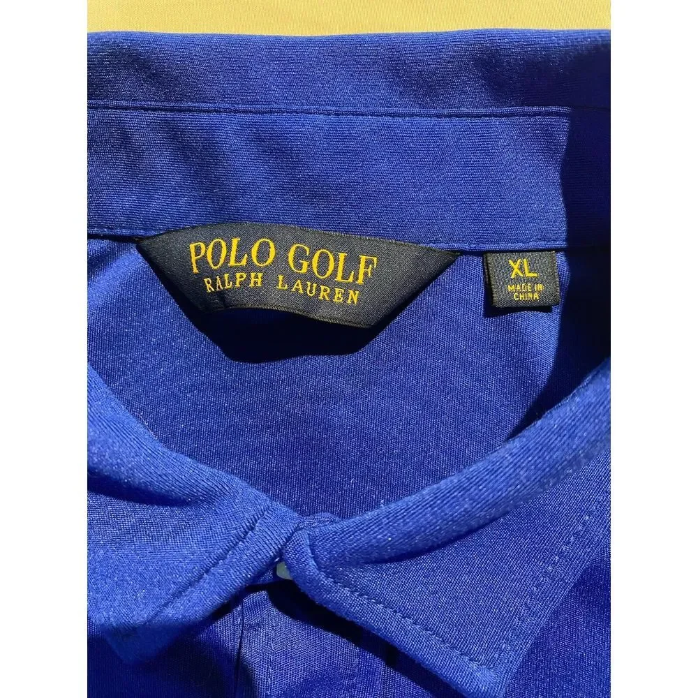 Ralph‎ Lauren Polo Golf Shirt Mens XL Blue 2015 US Open Chambers Bay Performance